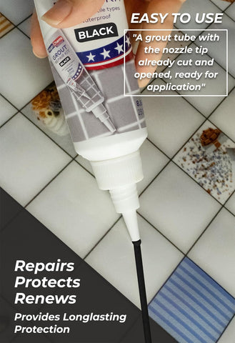 Magic Chems Tile Grout Repair Kit, Black, 2 Pack, 8.8 oz (250g) Each – Fast-Drying Grout Filler, Grout Sealer & Tile Grout Paint for Bathroom Floors, Tile Gaps, Joints and Lines