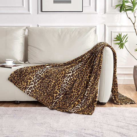 Edenleaf Leopard Print Blanket Fleece Throw for Bed Sofa Travel and Camping, Super Soft Cozy Fluffy Plush Cheetah Print Blanket for All Seasons 60"x80" (Dark Brown)
