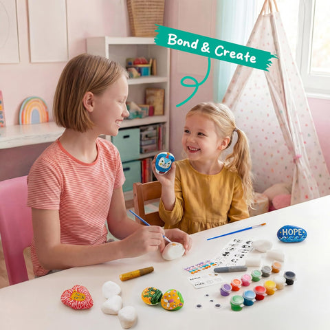 JOYIN Rock Painting Kit for Kids, Arts and Crafts for Girls & Boys Ages 6-12, DIY Supplies for Painting Rocks, Easter Craft Kits Art Set, Kids Birthday Christmas Presents, Family Indoor Activity
