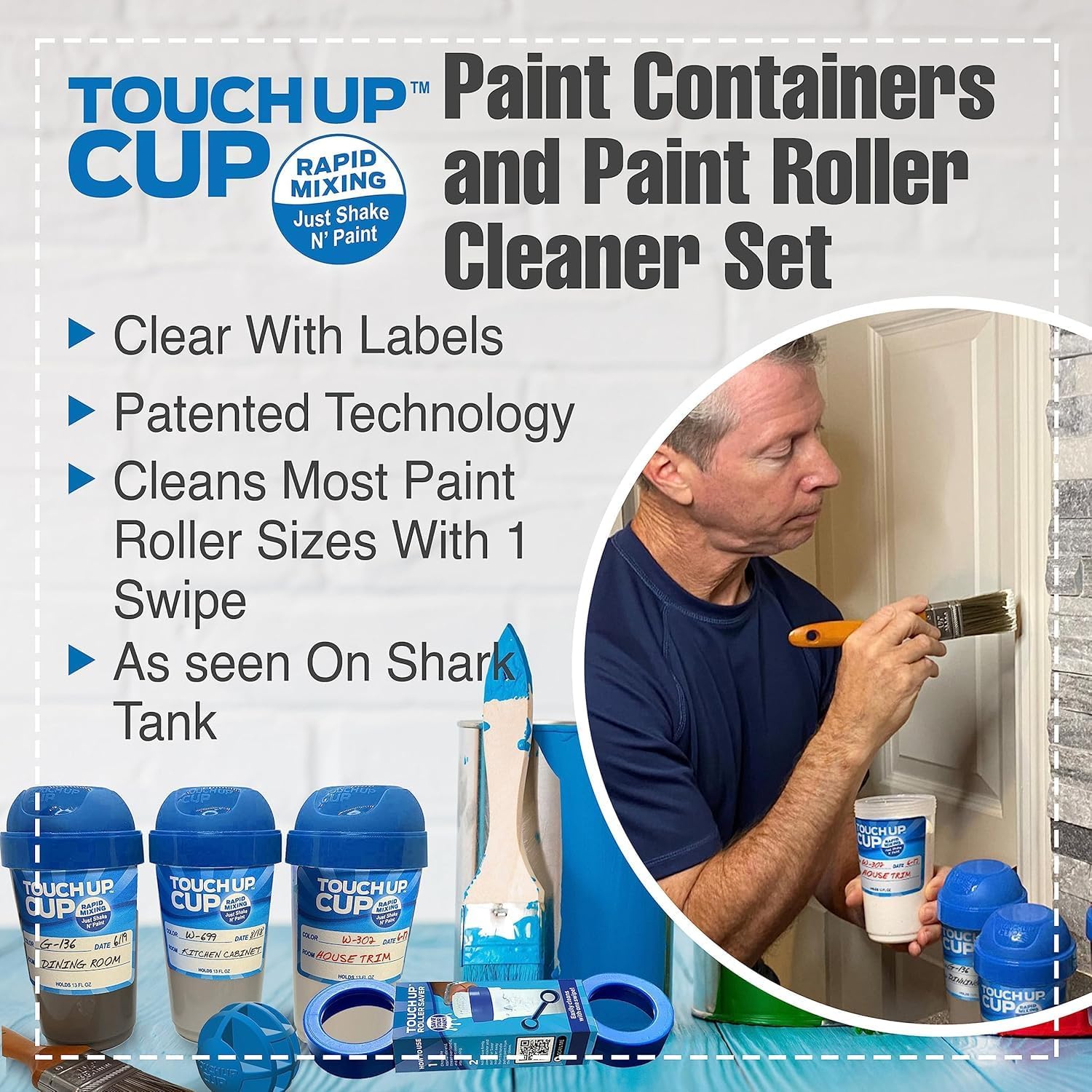 Touch Up Cup Empty Plastic Paint Storage Containers, 13 oz, 60-Pack