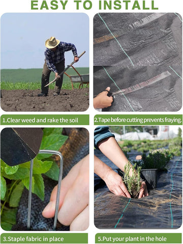 Pterying 6.5x300ft Weed Barrier Landscape Fabric Heavy Duty, 3oz