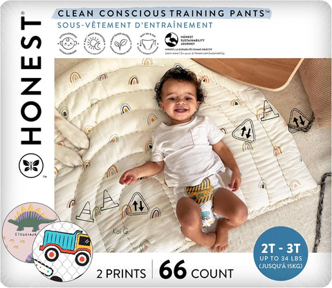 The Honest Company Training Pants, Rompin' & Stompin', Size 2T/3T, 66 Count