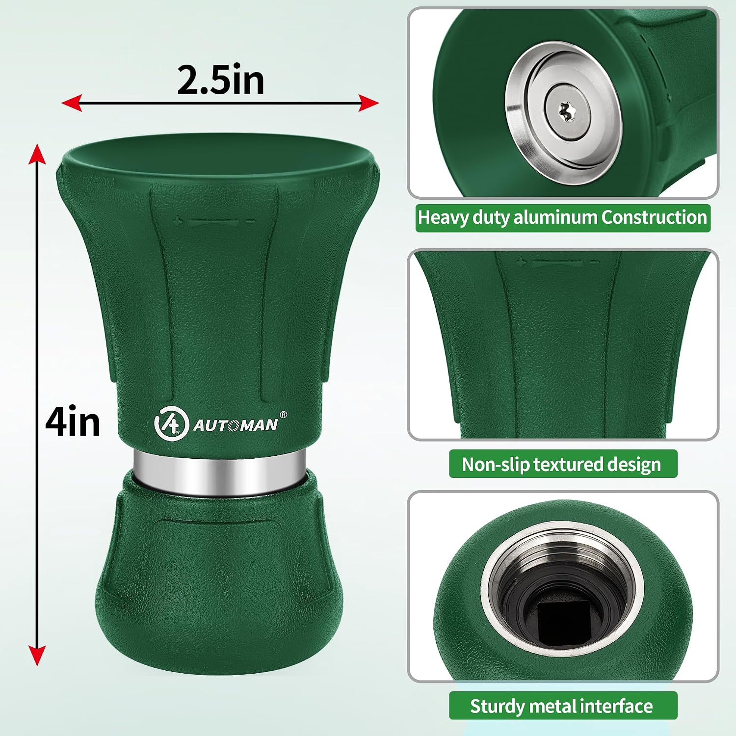 AUTOMAN Garden Hose Nozzle Heavy Duty, 2 Pack Fireman Hose Nozzle, High Pressure Water Hose Sprayer Nozzle, Adjustable Spray Nozzles for Washing Car, Cleaning Ground, Watering Plants, Dark Green