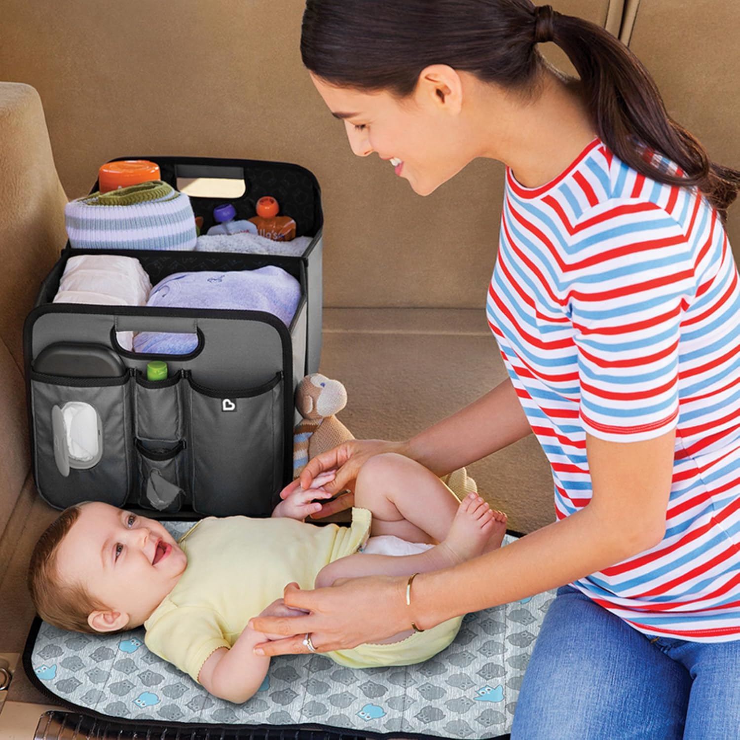 Munchkin Car Trunk Organizer Baby Diaper Caddy with Changing Pad