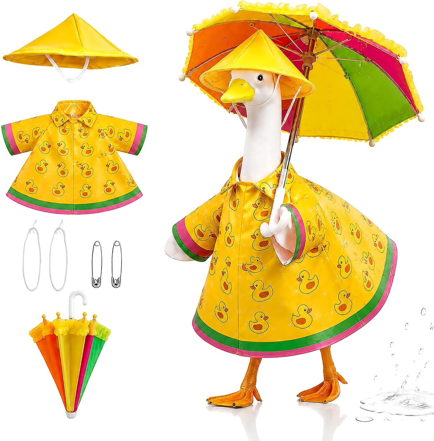 Porch Raincoat Goose Outfits Set for 23 Inch Goose Statue