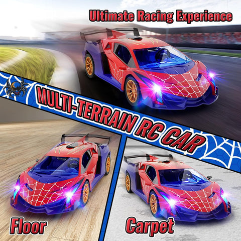 ZIROKAY Spider Remote Control Car with Multi-Color Flash Lights, Drift RC Cars, Spider Toys Gifts for 3 4 5 6 7 8 9 10 Year Old Boys Age 3-4 4-6 6-8 8-12 Christmas Birthday Gift, Toddler Kids Toy