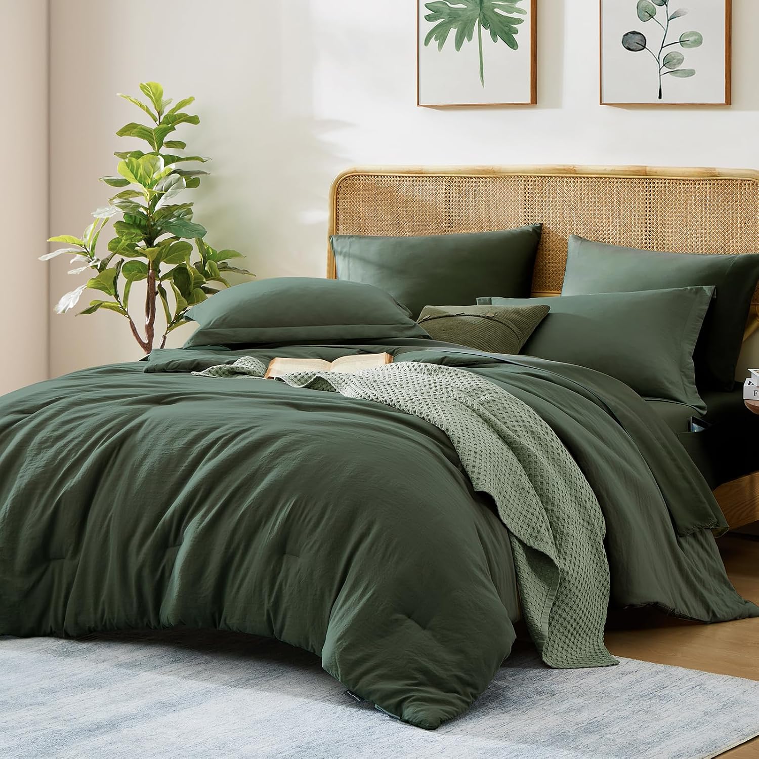 Twin XL Comforter Set- 5 Pieces Prewashed Bed in a Bag Twin Bedding Sets