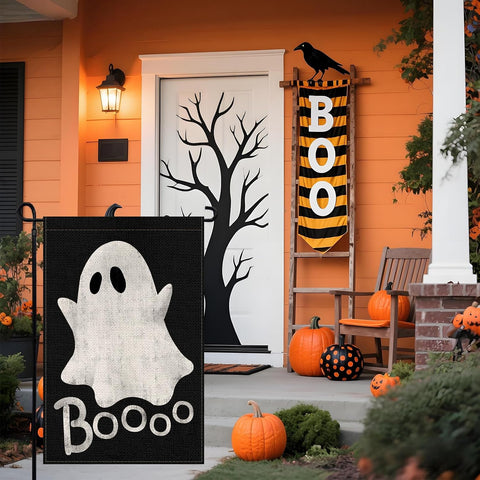 Halloween Ghost Garden Flag 12x18 Inch, Double Sided Holiday Flag