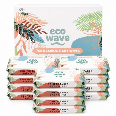 Eco Wave Bamboo Baby Wipes, Unscented, Sensitive Skin, Compostable