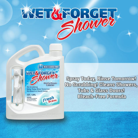 Wet & Forget Shower Cleaner Spray, No Scrub, Fresh Scent, 64 Fl Oz