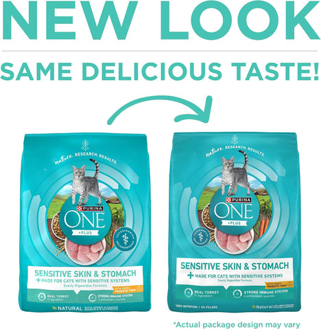 Purina ONE Sensitive Skin and Stomach Dry Cat Food 16 lb Bag