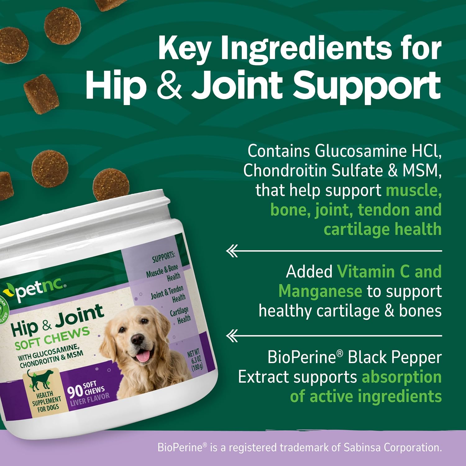 PetNC Natural Care Hip and Joint Soft Chews for Dogs, 90 Count - 27591