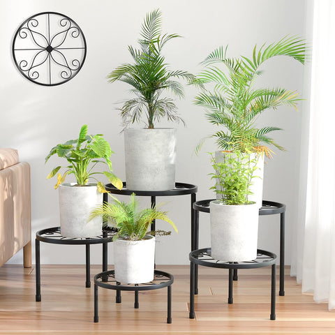 Linpla 5-Pack Decent Metal Plant Stand Indoor Outdoor Low Plant Shelf