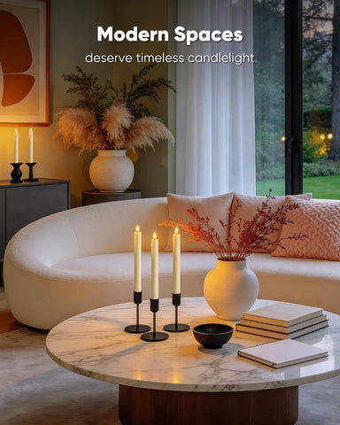 Homemory 2 Pcs Real Wax Made Flameless Taper Candles with Remote and Timer, 9.6" Ivory Battery Operated Candle Stick Flickering, Led Taper Candles with Lifelike Flame for Indoor Home Decor