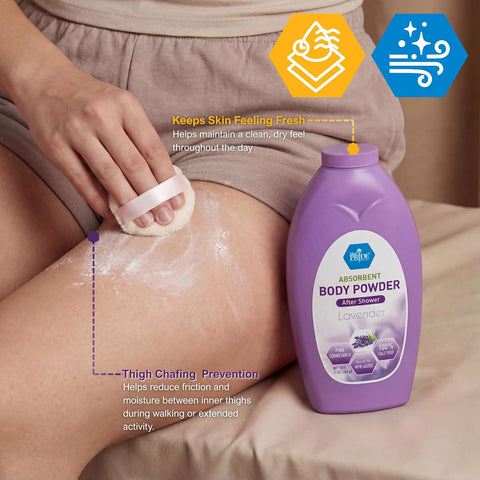 MED PRIDE Talc-Free Cornstarch Body Powder, Lavender Scent, 13 oz Bottle