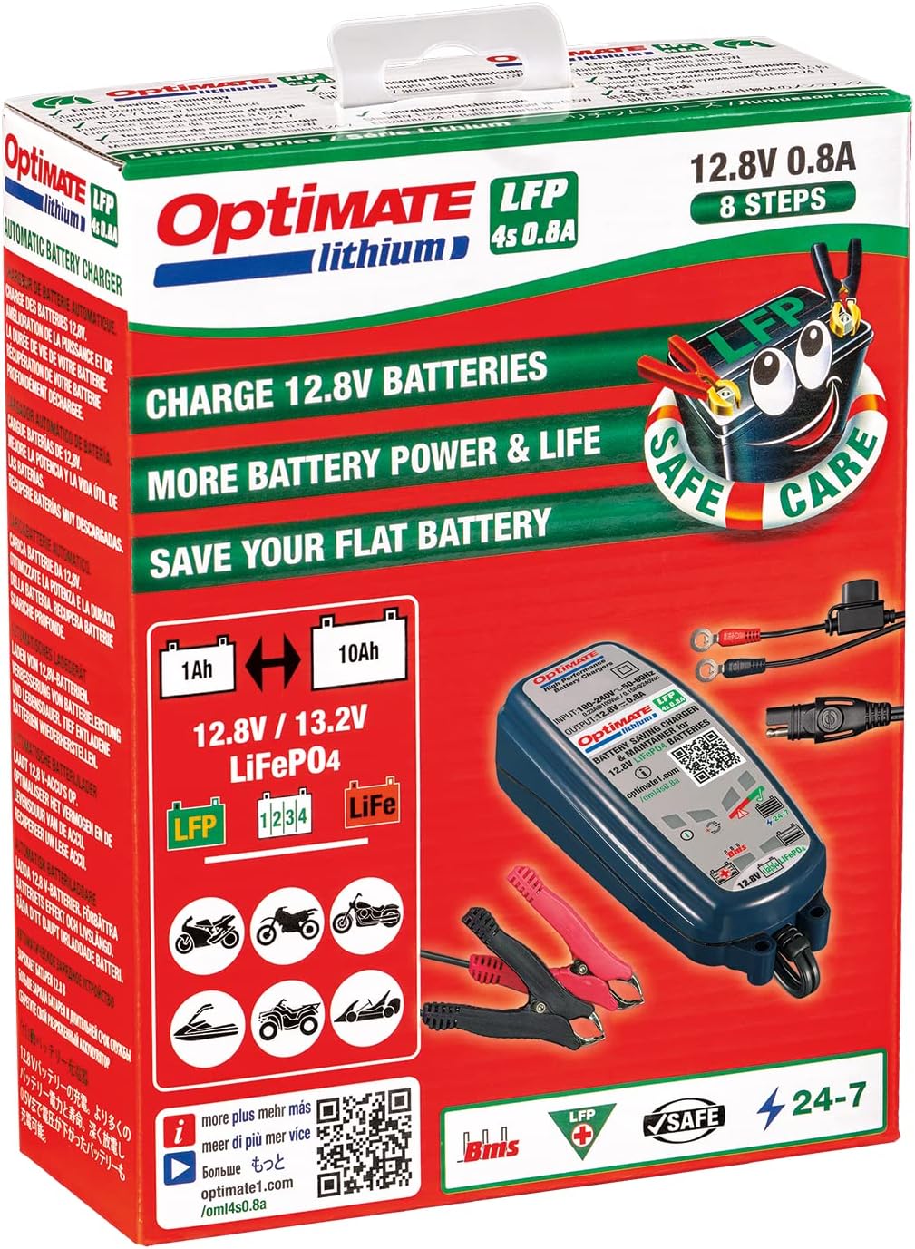 OptiMATE Lithium 4s 0.8A, TM-471, 8-step 12.8V 0.8A sealed battery saving charger & maintainer