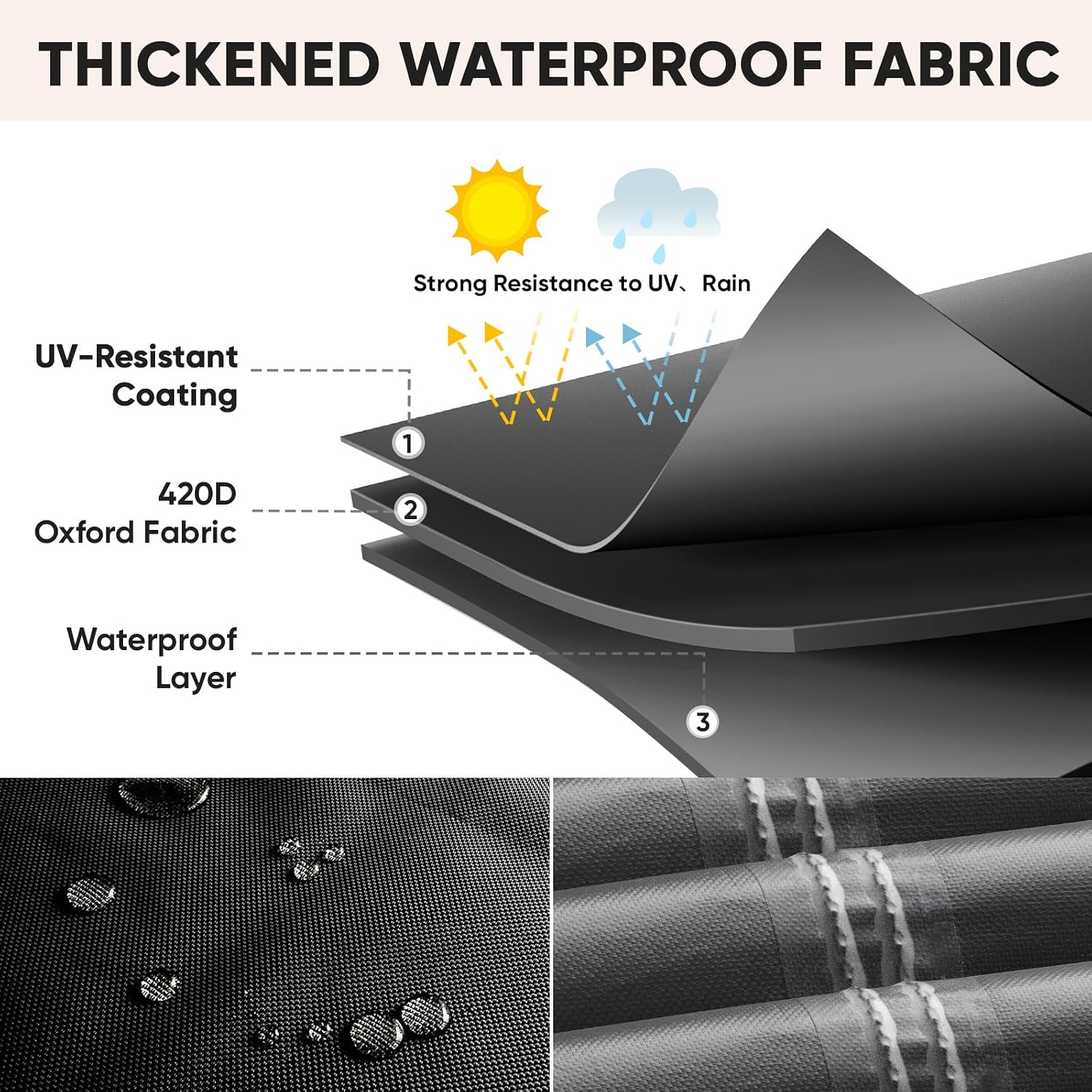 BALEINE Patio Furniture Covers Waterproof, Heavy Duty Outdoor Table Cover