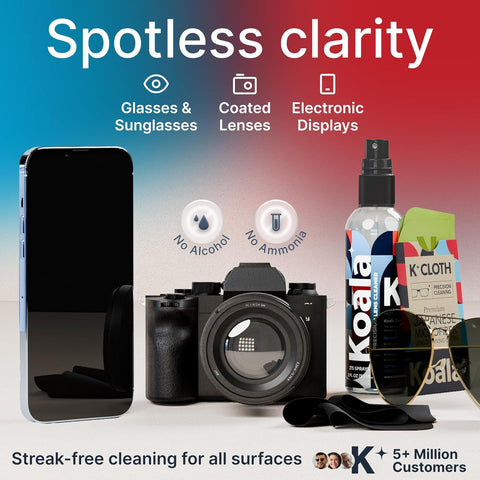 Koala Eyeglass Lens Cleaner Spray Kit | Japanese Microfiber (2 Piece Set)