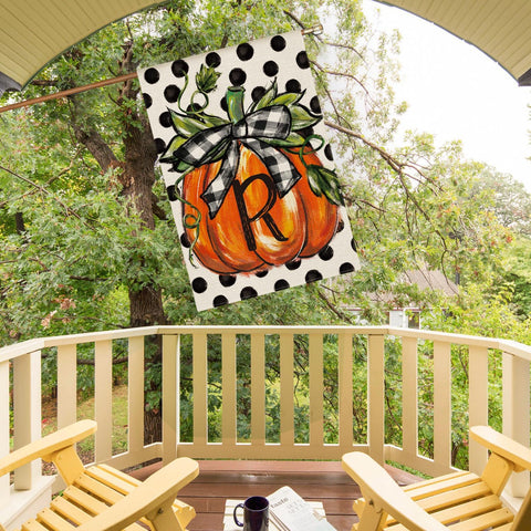 AVOIN colorlife Fall Monogram Letter R House Flag 28x40 Inch for Outside