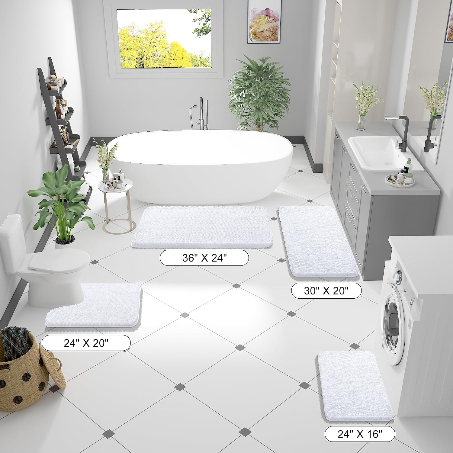 OLANLY Bathroom Runner Rugs 47x24, Extra Soft Absorbent Chenille Bath Rugs