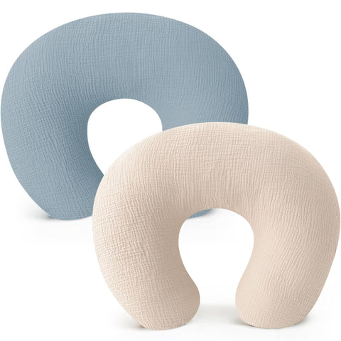 Konssy 2-Pack 100% Cotton Muslin Nursing Pillow Covers, Soft Cover for Baby