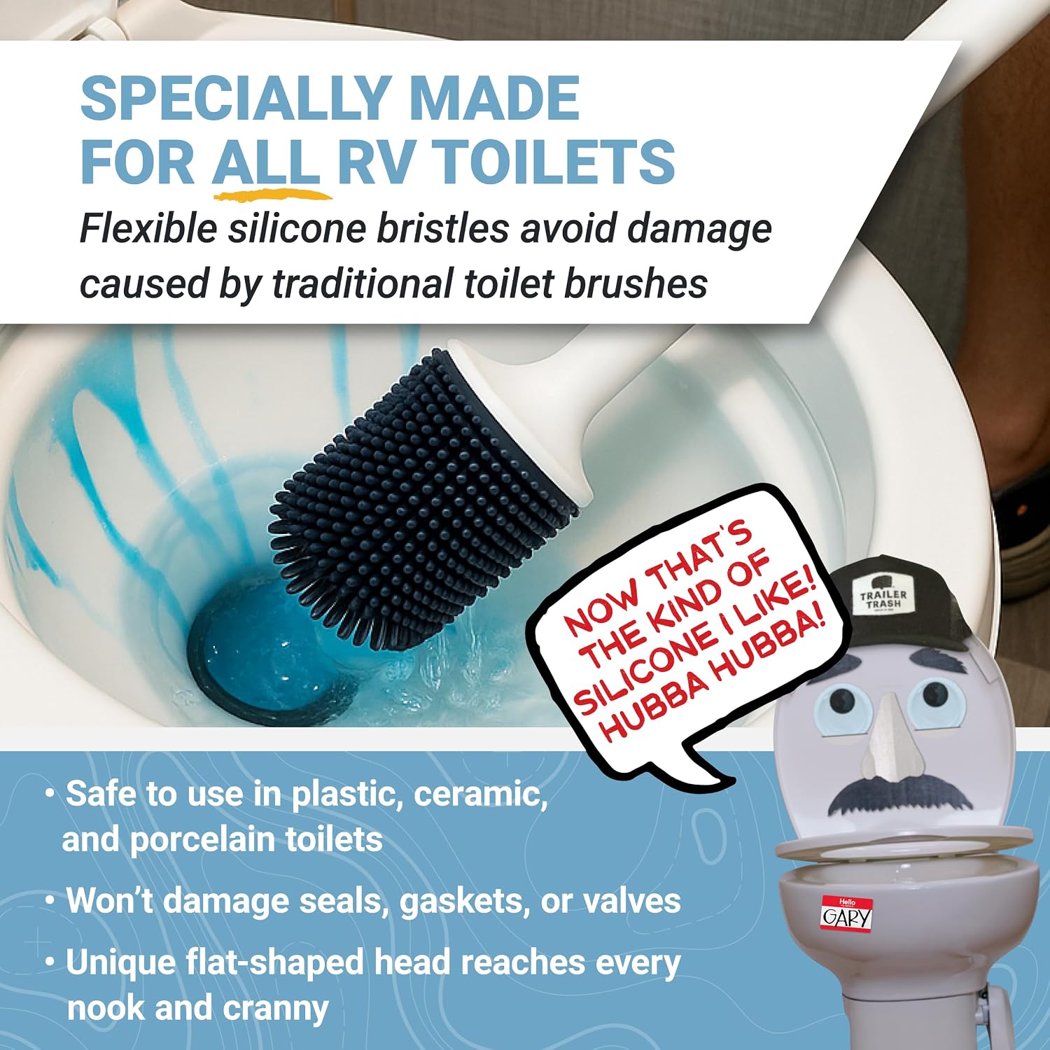 Unique Silicone RV Toilet Brush with Compact Holder