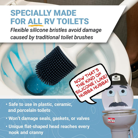 Unique Silicone RV Toilet Brush with Compact Holder