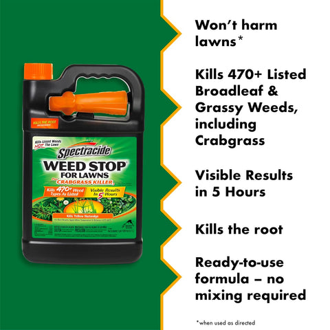 Spectracide Weed Stop for Lawns Plus Crabgrass Killer, Ready-to-Use, 1 Gal