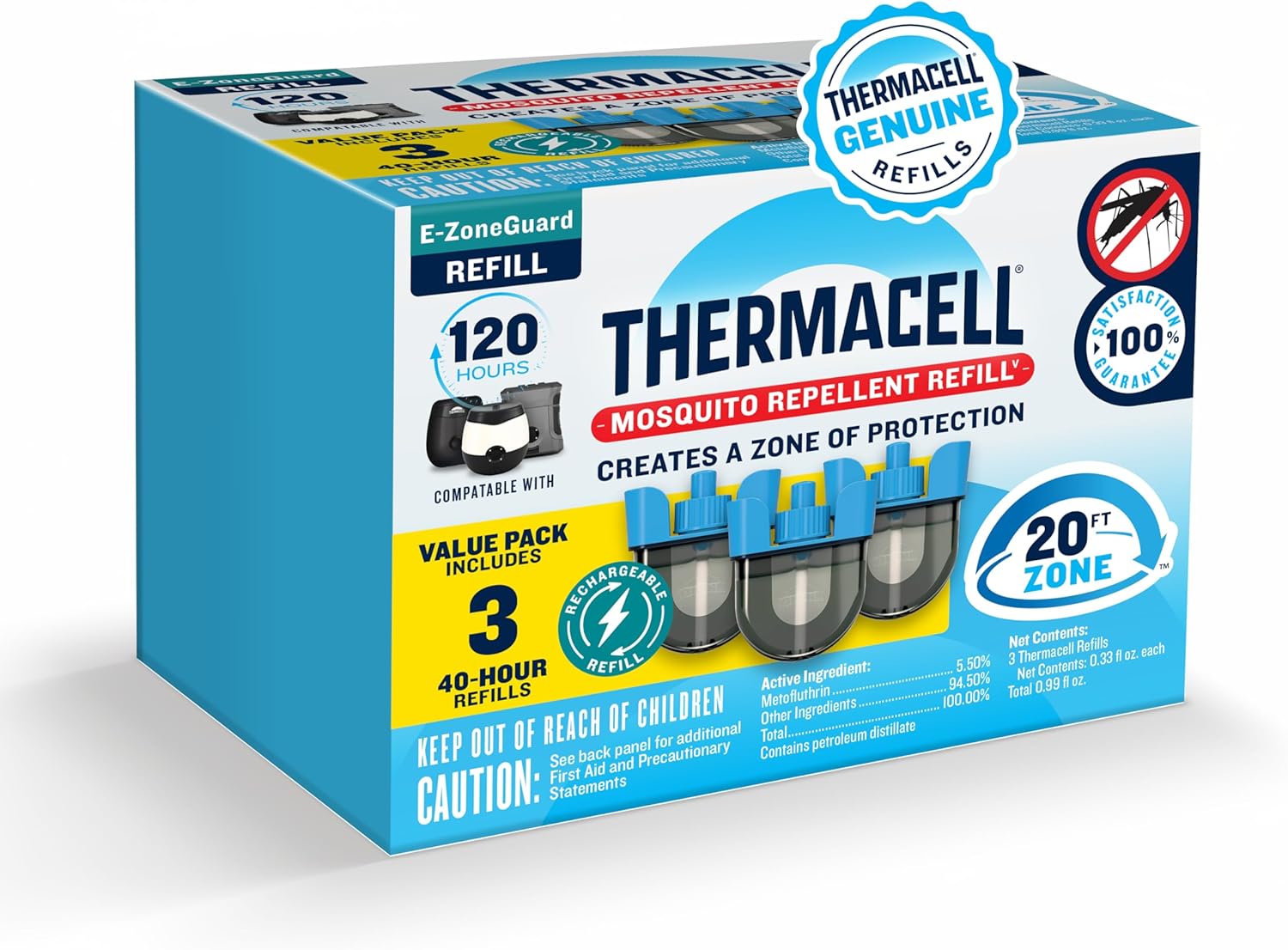 Thermacell E-ZoneGuard Mosquito Repellent Refill, 120-Hr Value Pack