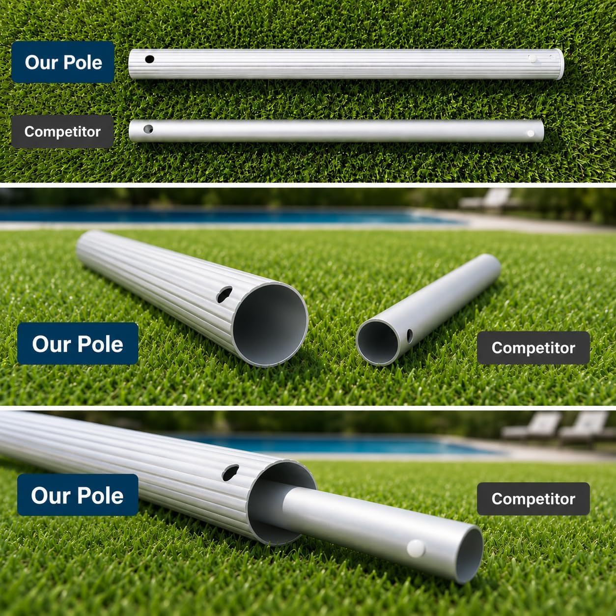 Sepetrel Pool Skimmer Net- Total Length 72 inches Rake with Pole,Accessories for Cleaning Inground/Above Ground Swimming Pool, Pond,Spa and Hot Tub Leaf Debris