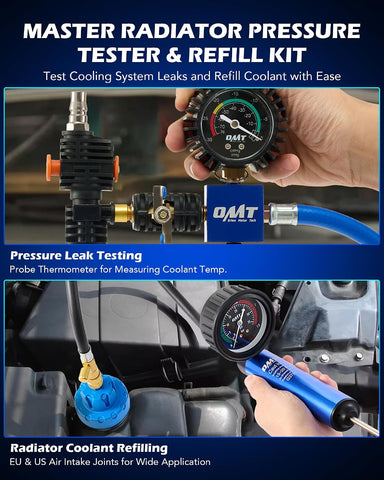 OMT Master Coolant Pressure Tester Kit, 33 Pcs Coolant Vacuum Refill Kit
