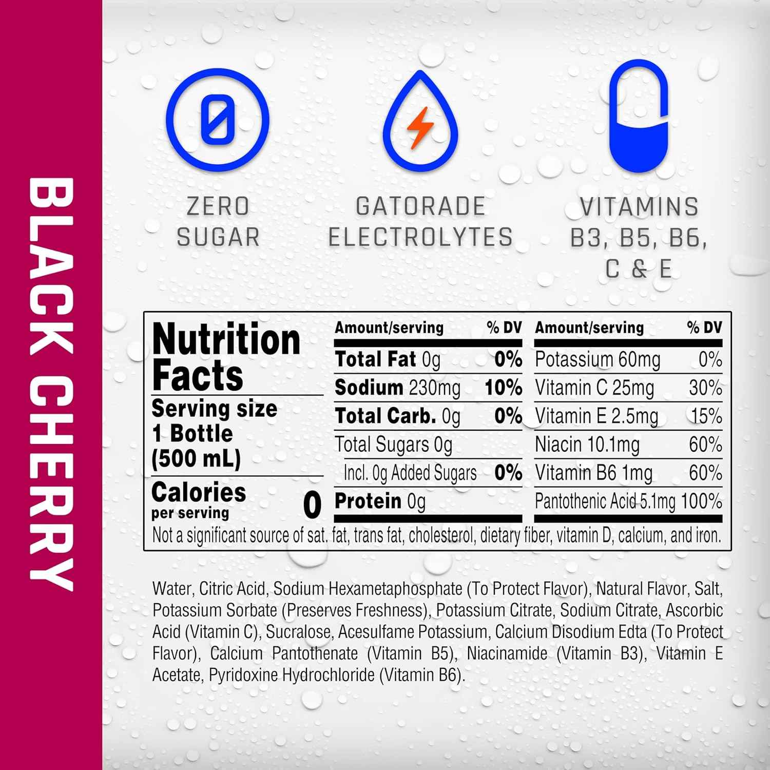 Propel, Black Cherry, Zero Calorie Sports Drinking Water with Electrolytes and Vitamins C&E, 16.9 Fl Oz (12 Count)
