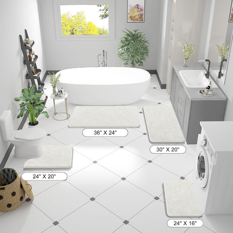 OLANLY Bathroom Runner Rugs 47x17, Extra Soft Absorbent Chenille Bath Rugs