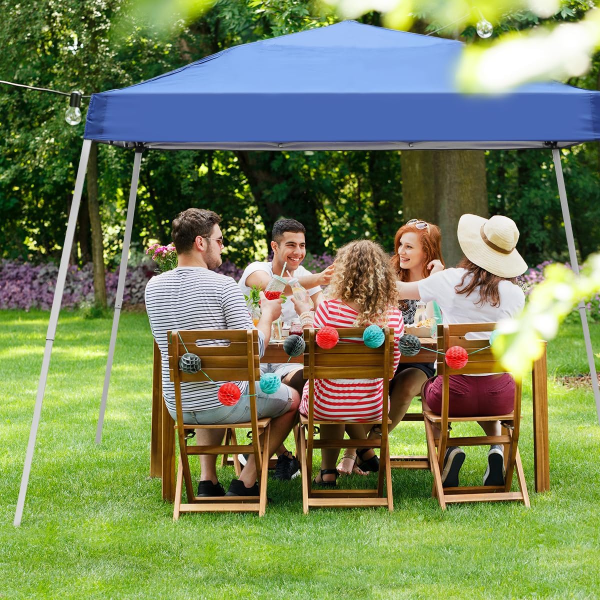 10x10FT Slant Leg Pop Up Canopy Tent, Portable Outdoor Shelter