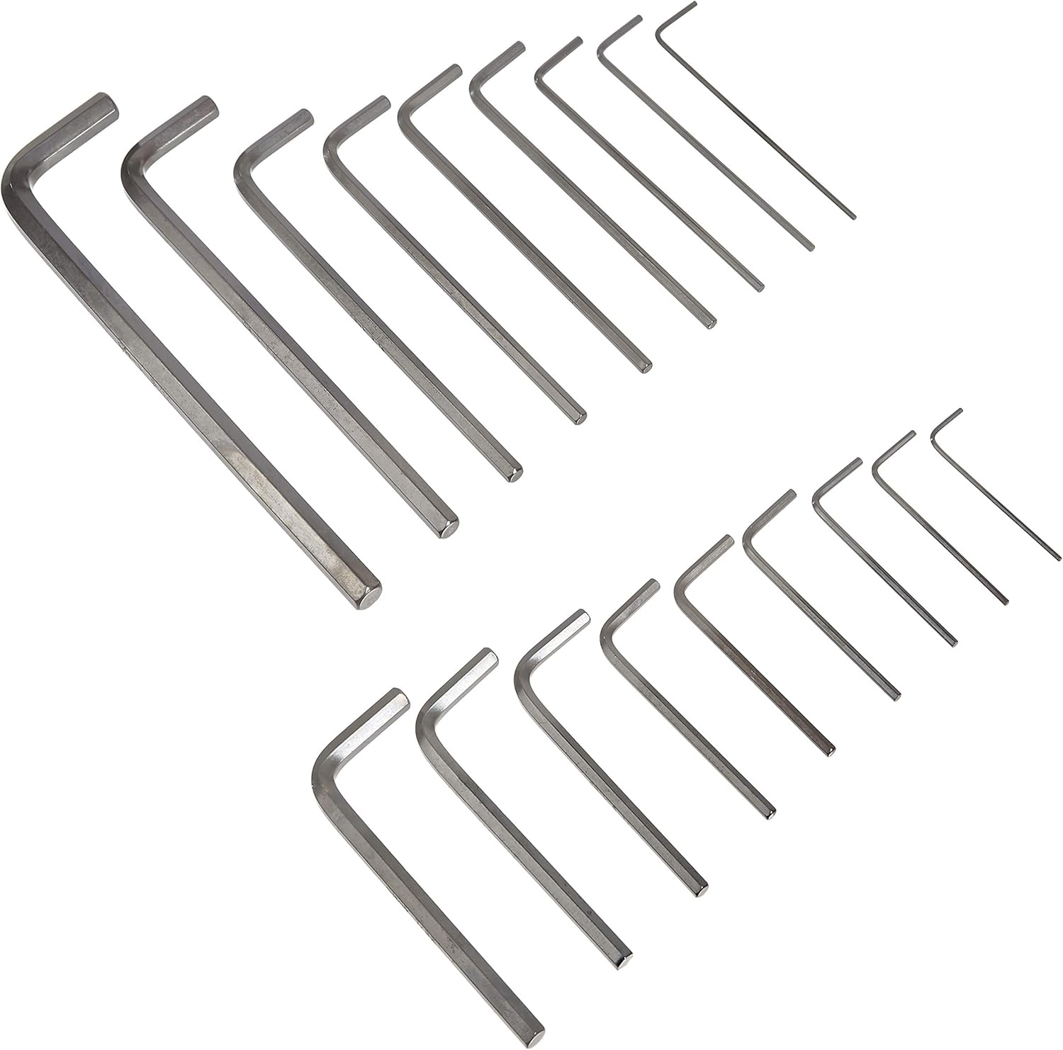 Amazon Basics 36-Piece Allen Wrench/Hex Key Set, SAE & Metric Sizes, Chrome Vanadium Steel with Long Arm, 2 Organized Storage Cases