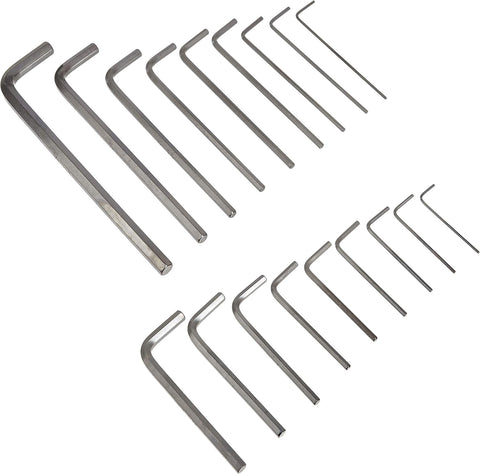 Amazon Basics 36-Piece Allen Wrench/Hex Key Set, SAE & Metric Sizes, Chrome Vanadium Steel with Long Arm, 2 Organized Storage Cases