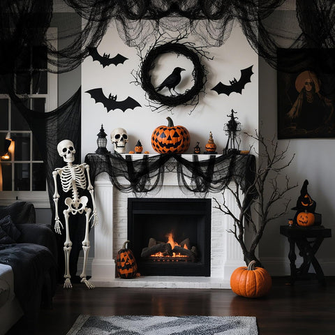 6 Pack Halloween Black Gauze Wall Decor,Outdoor Halloween Fake Spider Web Decorations Webbing,Cobwebs Mesh Spooky Fabric,30X72 in Black Cheesecloth for Haunted House Indoor Creepy Cloth Backdrop (6)