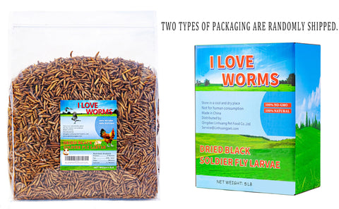 I LOVE WORMS Dried Black Soldier Fly Larvae (5lb), 100% Natural Non-GMO, Treat for Chickens, More Calcium Chicken Feed Than Mealworms