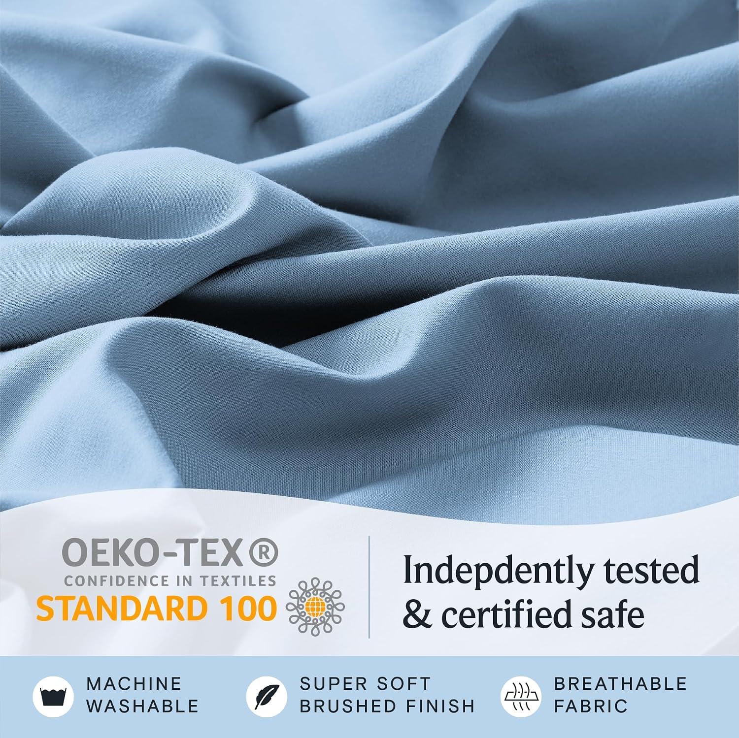 Twin Size Sheets Set, Cooling & Soft Deep Pocket Bed Sheets, 3PC