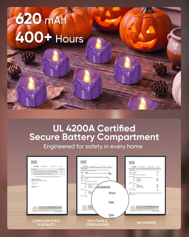 Homemory 24-Pack Purple Remote Flameless Battery Tea Light Candles, 400+Hrs