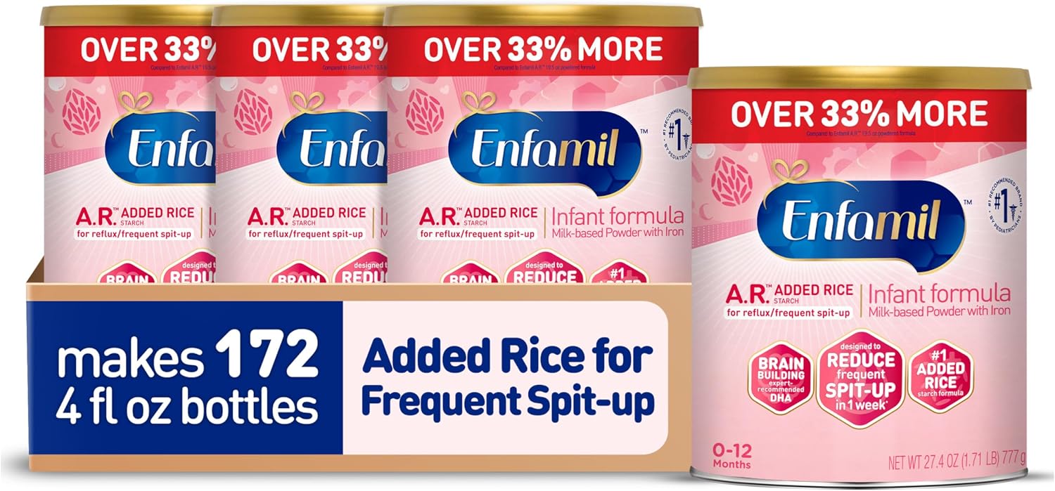 Enfamil A.R. Baby Formula Proven to Reduce Spit-Up, 27.4 oz, 4 CT
