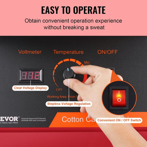 VEVOR Cotton Candy Machine Commercial, 1000W Electric Floss Maker with Cover, Stainless Steel Bowl, Sugar Scoop, Storage Drawer, Perfect for Home, Carnival, Kids Birthday, Family Party, Red
