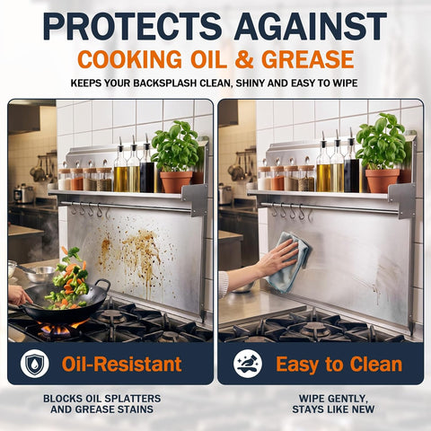 Geetery 30 x 24 Inch Stainless Steel Stove Backsplash with Shelf Knife Rack