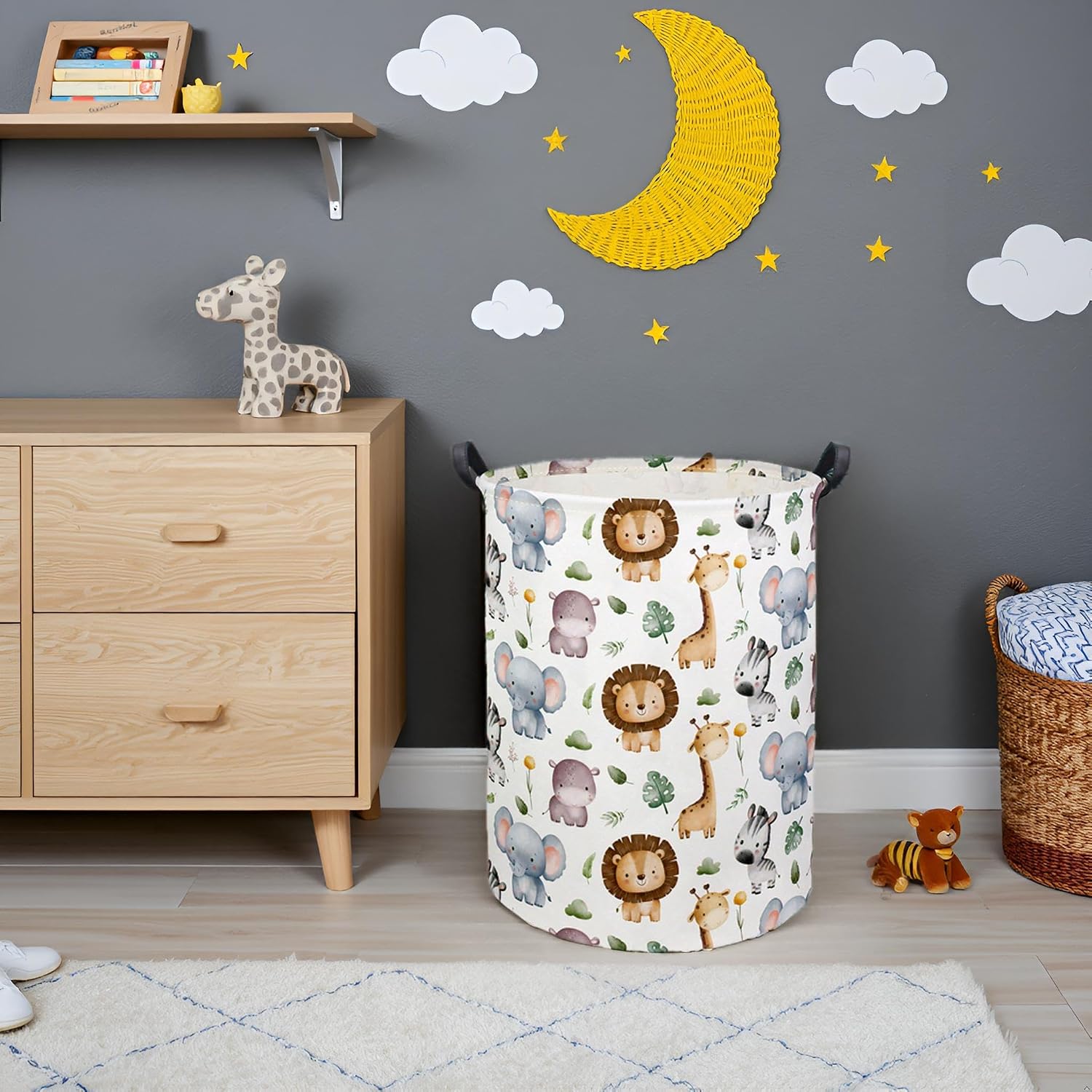Baby Laundry Hamper Basket Baby Hamper for Nursery Boy and Girl Cute Storage Bin Organizer Animal Room Decor(Animal)