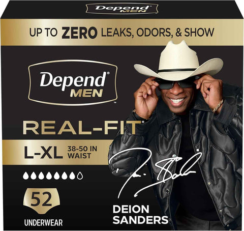 Depend Real Fit Incontinence Underwear for Men, L/XL, 52 Count