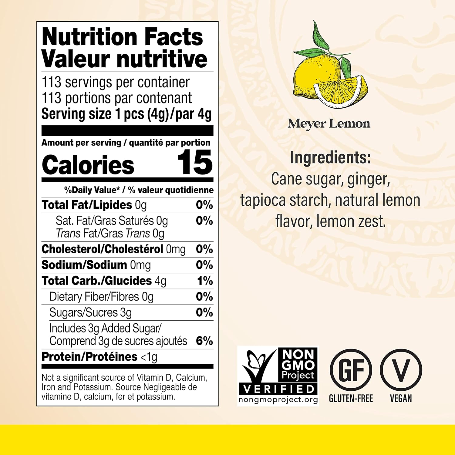Chimes Meyer Lemon Ginger Chews Candy, 1-Pound Bag