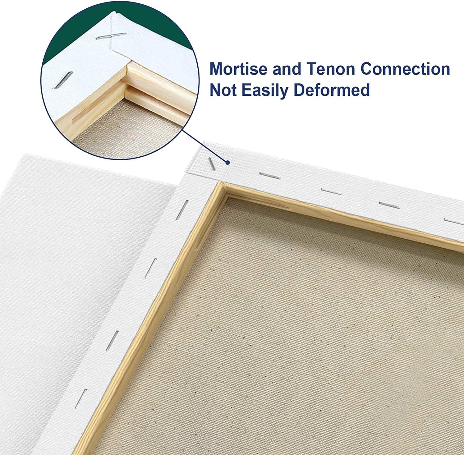 Stretched Canvases for Painting 4x4, 5x7, 8x10, 9x12, 11x14 Inch 10-Pack, 10 oz Triple Primed Acid-Free 100% Cotton Blank Art Canvas for Oil Paint Acrylics Pouring & Wet Art Media, Pour Painting