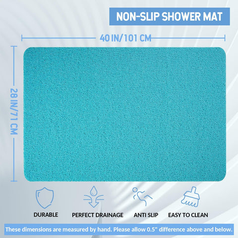 Hargiis Non-Slip Bathtub Mat, Anti Slip Shower Mat, Fast Drying Bathtub Mats, Foot Scrubber Mat, Anti Slip Mat for Tub, Floor, Bathroom, Kitchen, Home, Hotel (Turquoise Blue 40"×28")