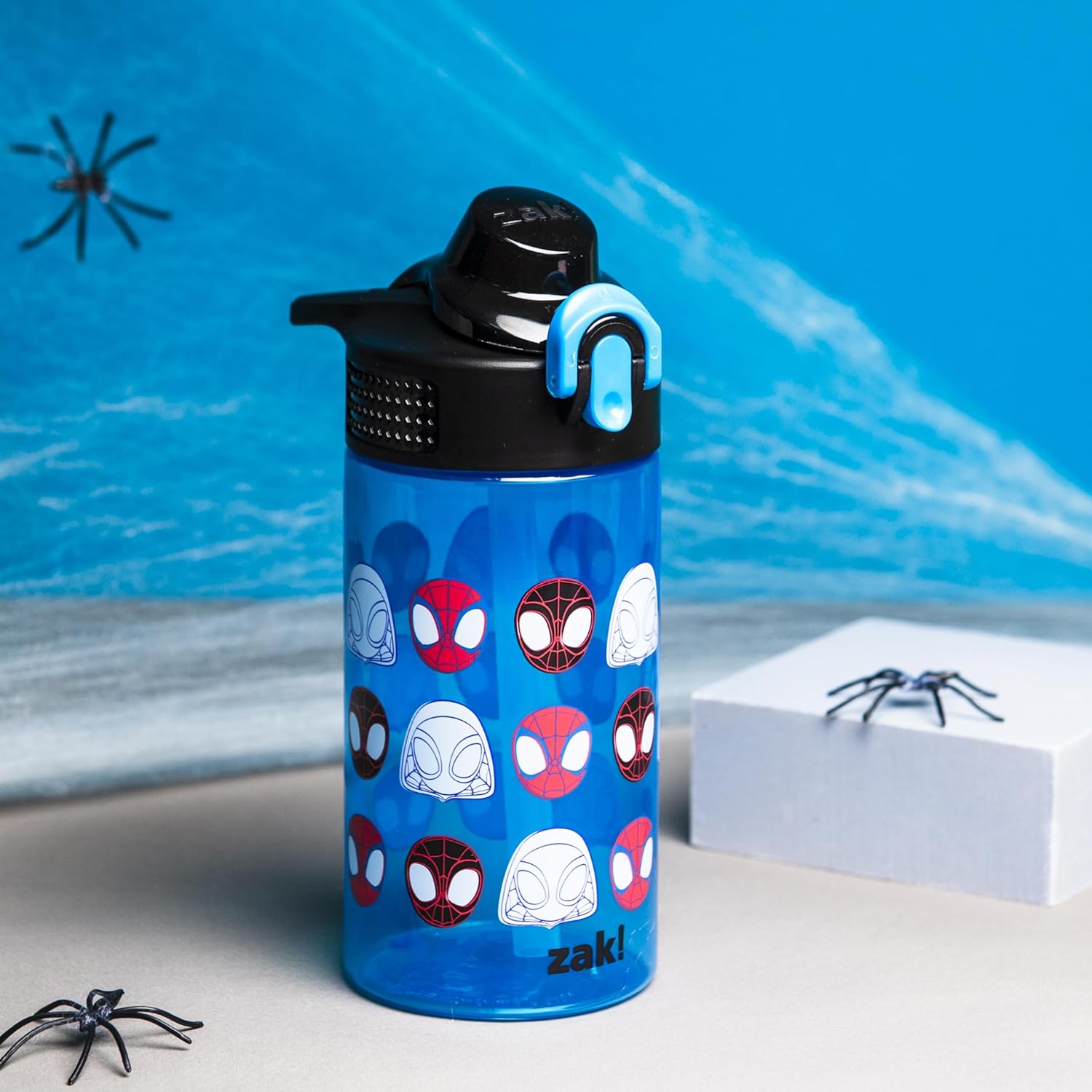 Zak Designs Marvel Spider-Man Sage 16oz Leak-Proof Straw Kids Water Bottle