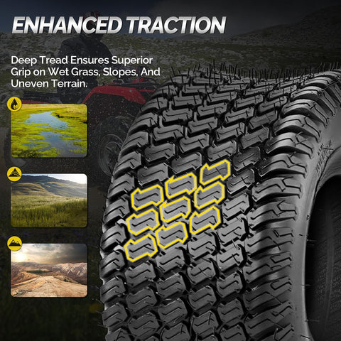 TUFFIOM 20x10.00-8 Lawn Mower Tires 2 Pack, 4PR 20x10x8 Tubeless Lawn Tractor Tires,1190 lbs Capacity Garden Tires, Compatible With Most Lawn & Garden Utility Vehicles